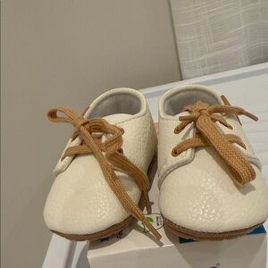 Stylish Cream and Tan Baby Walker Shoes